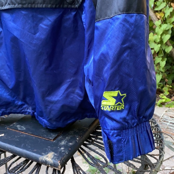 Starter jacket, blue, black and neon green. Pullover - Picture 2 of 8